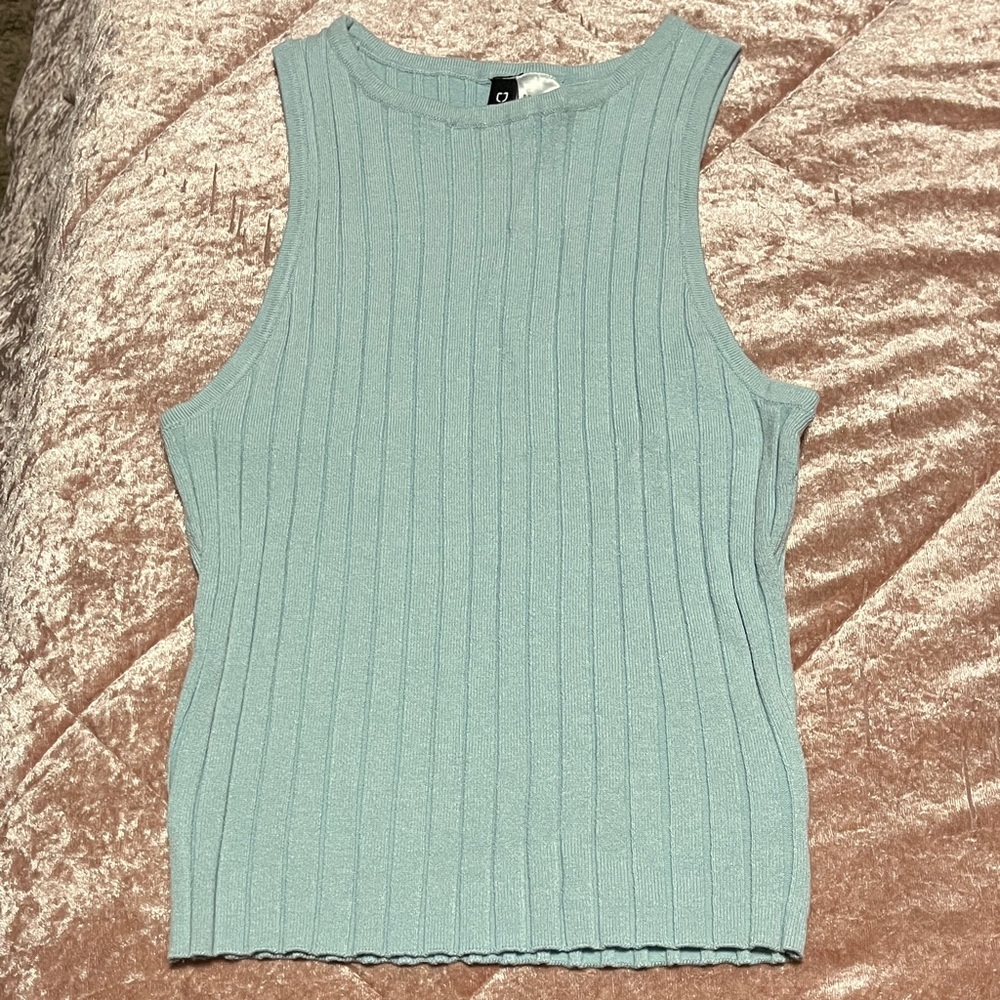 H&M Ribbed Tank Top - Soft Blue